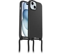 OtterBox Cover React Necklace con MagSafe per iPhone 15, Ultra sottile, resistente a shock con cordino a collana, adattabile e intercambiabile, testata a norme MIL STD 810G, Nero