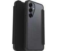 OtterBox Cover React Series Folio per Samsung Galaxy S25, resistente a shock e cadute, slot carte di credito, testata a norme MIL STD 810G, Trasparente/Nero, Senza Retail Package