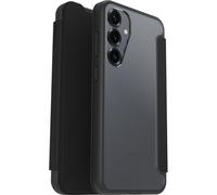 OtterBox Cover React Series Folio per Samsung Galaxy S25+, resistente a shock e cadute, slot carte di credito, testata a norme MIL STD 810G, Trasparente/Nero, Senza Retail Package