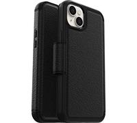 OtterBox Cover per iPhone 14 Plus Strada, resistente a shock e cadute, vero cuoio, 2 slot carte di credito, testata 3x vs norme MIL-STD 810G, Nero