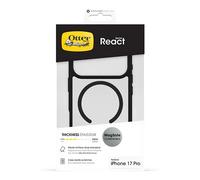 OtterBox React Series MagSafe cover per iPhone 17 Pro, resistente a shock e cadute fino, cover ultrasottile, testata a norme MIL-STD 810G, Trasparente/Nero