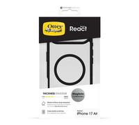 OtterBox React Series MagSafe cover per iPhone Air, resistente a shock e cadute fino, cover ultrasottile, testata a norme MIL-STD 810G, Trasparente/Nero