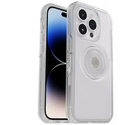 OtterBox Custodia Trasparente per iPhone 14 PRO Max (Solo) Otter + Pop Symmetry Series - Trasparente, PopSocket integrati PopGrip, Sottile, Tascabile, Bordi rialzati per Proteggere Fotocamera e