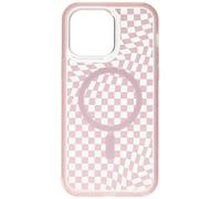 OtterBox Custodia trasparente per iPhone 14 Pro Max Symmetry Series - Checkmate (rosa), si aggancia a MagSafe, ultra sottile, bordi rialzati per proteggere fotocamera e schermo