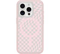 OtterBox Custodia Trasparente per iPhone 15 PRO (Solo) Symmetry Series - Checkmate (Rosa), Si aggancia a MagSafe, Ultra Elegante, Bordi rialzati proteggono Fotocamera e Schermo