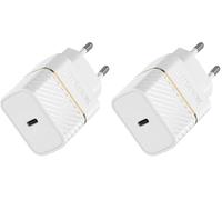 OtterBox EU Caricatore murale USB-C PD 20W, carica Fast Charge per Smartphone e Tablet, resistente a cadute, robusto, ultra durevole, Bianco (Confezione da 2)