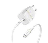 OtterBox EU Caricatore murale USB-C PD 20W con Cavo Resistente USB-C a Lightning, MFi, Kit Fast Charging per iPhone e iPad, Design Anti Cadute Ultra Durevole, Bianco