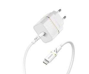 OtterBox EU Caricatore murale USB-C PD 20W con Cavo Resistente USB-C a Lightning, MFi, Kit Fast Charging per iPhone e iPad, Design Anti Cadute Ultra Durevole, Bianco