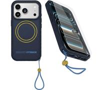 OtterBox Pacchetto per iPhone 17 Pro (solo): custodia per telefono e pellicola protettiva per lo schermo della serie Sole - Real Quiet (blu) - Snap su MagSafe - Robusto e durevole