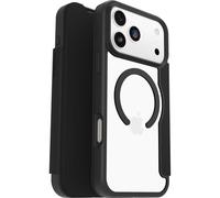 OtterBox React Series Folio MagSafe cover per iPhone 17 Pro Max, resistente a shock e cadute, slot carte di credito, testata a norme MIL STD 810G, Trasparente/Nero
