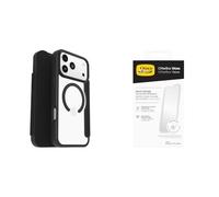 OtterBox React Series Folio MagSafe cover per iPhone 17 Pro Max,Slot carte di credito, Testata a norme MIL STD 810G, Nero+OtterBox Glass Pellicola protettiva in Vetro temperato per iPhone 17 Pro Max