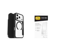 OtterBox React Series Folio MagSafe cover per iPhone 17 Pro, Slot carte di credito, Testata a norme MIL STD 810G, Nero + OtterBox Glass Pellicola protettiva in Vetro temperato per iPhone 17 Pro