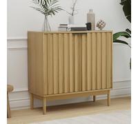 Otterease Armadietto scanalato con contenitore, armadietto da buffet con anta, armadio da cucina con ripiani regolabili per soggiorno, ingresso, corridoio, colore naturale