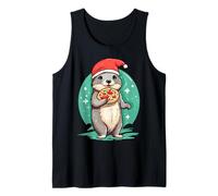 Otters Eating Pizza Santa Hat Xmas Christmas Otters Lover Canotta