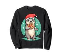 Otters Eating Pizza Santa Hat Xmas Christmas Otters Lover Felpa