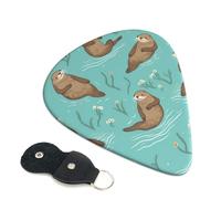 Otters In Love - 6 plettri per chitarra, stampa su entrambi i lati, per chitarra acustica, basso, ukulele, chitarra elettrica (0,46 mm, 0,71 mm, 0,96 mm)