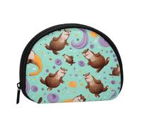 Otters Minis - Borsa portaoggetti a conchiglia, portamonete con minis con cerniera, per monete, chiavi, puoi anche riporre tutti i piccoli oggetti che desideri, Nero , Taglia unica, Portamonete