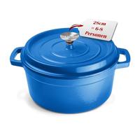 Ottia Pentola in ghisa, 28 cm, 6 litri, smaltata di alta qualità, con coperchio, pentola in ghisa, forno olandese, teglia per pane, tutti i piani cottura (anche a induzione), resistente al forno