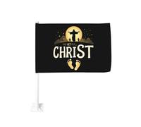 Ottieni una vera clip religiosa per finestra di Cristo per bandiere per auto, protezione solare, decorazione, striscione bifacciale da 12x18 pollici per camion