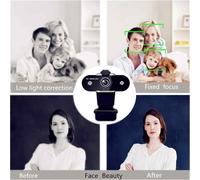 Ottimizza le tue connessioni: webcam con microfono, autofocus HD 1080P, copertura per la privacy, plug and play per computer desktop, laptop, tablet,