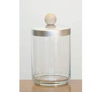 OTTINETTI Set Barattoli Alluminio Contenitori Cibo in Vetro, Coperchio Alluminio Naturale, Pomolo in Legno Made in Italy (Senza Scritta 1 LT)