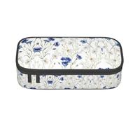 OTTKGGA Astuccio con fiori selvatici e fiori di fiordaliso margherite, grande capacità, con cerniera, organizer per cancelleria, borsa per il trucco, per scuola, ufficio, viaggi, Nero , Taglia unica
