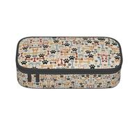 OTTKGGA Astuccio con impronte di zampe di cane e ossa di cane, grande capacità, con cerniera, organizer per cancelleria, borsa per il trucco, per scuola, ufficio, viaggi, Nero , Taglia unica, Valigia