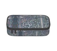 OTTKGGA Astuccio per matite con cerniera a squame di pesce argentato, grande capacità, organizer per cancelleria, borsa per il trucco, per scuola, Nero , Taglia unica, Valigia