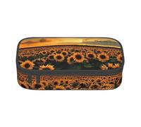 OTTKGGA Astuccio per matite con cerniera e fiore di sole, organizer per cancelleria, borsa per il trucco, per scuola, ufficio, viaggi, Nero , Taglia unica, Valigia