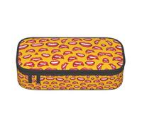 OTTKGGA Astuccio per matite con cerniera e scritta in inglese "Women Smiling and Biting Her Red Lips Big Capacity Zipper Pencil Case Stationery Organizer Makeup Bag for School Office Travel, Nero