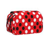 OTTKGGA Astuccio portapenne a doppia conchiglia a pois rossi e bianchi per cancelleria, schizzi, scuola e viaggi, Nero , One Size, Classico