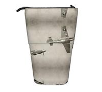 OTTKGGA Astuccio telescopico con aereo della Seconda Guerra Mondiale della Seconda Guerra Mondiale, con cerniera, portatile, per scuola, ufficio, studente, Nero , Taglia unica