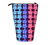 OTTKGGA Astuccio telescopico con tre fiori, con cerniera, portatile, per scuola, ufficio, studente, Nero , Taglia unica