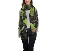 OTTKGGA Basilico Timo Aneto & Rosmarino Stampato Nappa Sciarpa Donna Scialle Inverno Lungo Avvolto Morbido Caldo Moda Viaggi Ufficio Matrimonio, Nero , Taglia unica