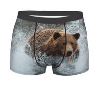 OTTKGGA Bear Running - Boxer da uomo con stampa, senza cuciture, traspirante, morbido, leggero, varie taglie, Nero , M