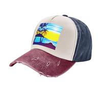 OTTKGGA Berretto da baseball rilassato lavato da spiaggia, cappello vintage regolabile per sport all'aria aperta, golf, tennis, Blu navy e rosso, Taglia unica