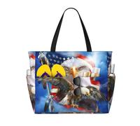 OTTKGGA Borsa da viaggio con bandiera degli Stati Uniti di grande capacità, multi tasca, con cerniera, impermeabile, piscina, vacanze, palestra, Nero , Taglia unica