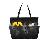 OTTKGGA Borsa da viaggio con mappa del fuso orario, grande capacità, multi tasca, con cerniera, impermeabile, piscina, vacanze, palestra, Nero , Taglia unica