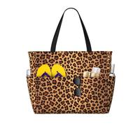 OTTKGGA Borsa da viaggio con motivo leopardato di grande capacità, multi tasca, con cerniera, impermeabile, piscina, vacanze, palestra, Nero , Taglia unica