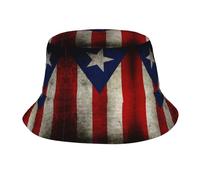 OTTKGGA Cappello da pescatore con bandiera del Porto Rico, cappello da sole a tesa larga, pieghevole, estivo, spiaggia, viaggi, unisex, Nero , Taglia unica