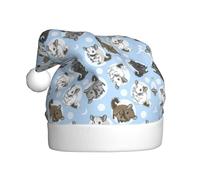 OTTKGGA Cappello di Natale blu con cincillà e luna, per adulti, in peluche, decorativo, morbido, resistente al colore, per feste e Capodanno