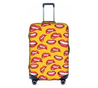 OTTKGGA Copertura elastica per valigia, con labbra rosse sorridenti e morde lei, per donne con scritta "Smiling and Biting Her Red Lips", accessorio essenziale da viaggio, adatto per bagagli da 45,7