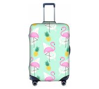 OTTKGGA Copertura per valigia, con fenicottero rosa e ananas, elastica, antigraffio, da viaggio, adatta per bagagli da 45,7 a 81,7 cm, bianco, L