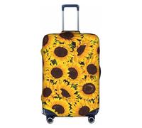 OTTKGGA Copertura per valigia, con girasoli gialli, protezione elastica antigraffio da viaggio, adatta per bagagli da 45,7 a 81,7 cm, bianco, L