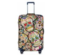 OTTKGGA Copertura per valigia, con teschio, elastica, antigraffio, da viaggio, adatta per bagagli da 45,7 a 81,7 cm, bianco, XL