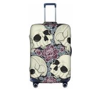 OTTKGGA Copertura per valigia, con teschio, protezione per bagagli, elastica, antigraffio, da viaggio, adatta per bagagli da 45,7 a 81,7 cm, bianco, XL