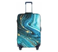 OTTKGGA Copertura per valigie in marmo blu turchese e oro, protezione elastica antigraffio da viaggio, adatta per bagagli da 45,7 a 81,7 cm, bianco, M