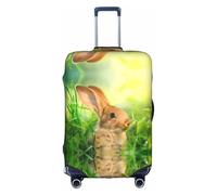 OTTKGGA Custodia protettiva per valigie con coniglio pasquale che mangia valigia, elastica, antigraffio, adatta per bagagli da 45,7 a 81,7 cm, bianco, M