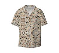 OTTKGGA Dog Bones Paw Prints Camicia casual a maniche corte da uomo con bottoni hawaiani tasca frontale per vacanze estive feste in spiaggia, Nero , XXL