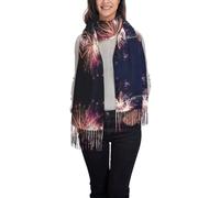 OTTKGGA Esplosione Fuochi D'artificio 3d Stampato Nappa Sciarpa Donna Scialle Inverno Lungo Avvolto Morbido Caldo Moda Viaggio Ufficio Matrimon, Nero , Taglia unica